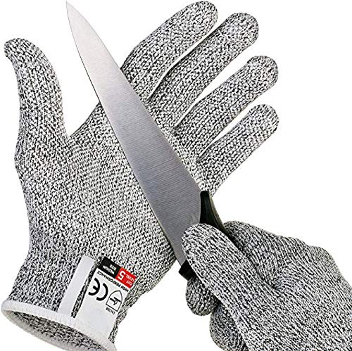 IXIGER Guantes resistentes a los cortes de grado alimenticio de protección de nivel 5, guantes de seguridad para cortes de ostra, 1 par (grande)
