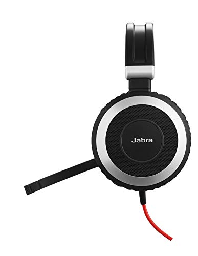 Jabra Evolve 80 estéreo, sólo con Conector de 3.5 mm, sin Controlador USB, optimizado para comunicaciones unificadas (CU)