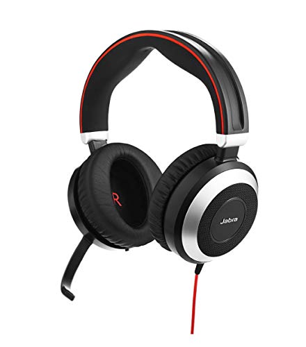 Jabra Evolve 80 estéreo, sólo con Conector de 3.5 mm, sin Controlador USB, optimizado para comunicaciones unificadas (CU)