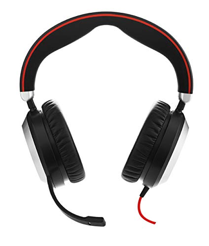 Jabra Evolve 80 estéreo, sólo con Conector de 3.5 mm, sin Controlador USB, optimizado para comunicaciones unificadas (CU)