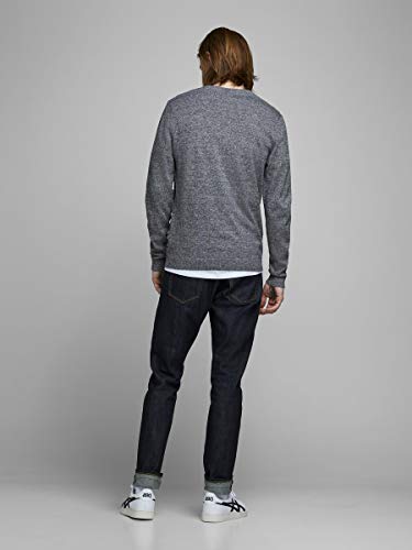 Jack & Jones Jjebasic Knit V-Neck Noos suéter, Gris (Navy Blazer Detail: Twisted with Jet Stream), XX-Large para Hombre