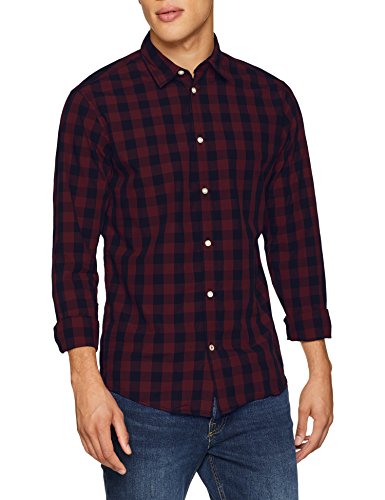 Jack & Jones Jjegingham Shirt L/s Camisa, Multicolor (Port Royale Checks: Mixed Navy), Small para Hombre