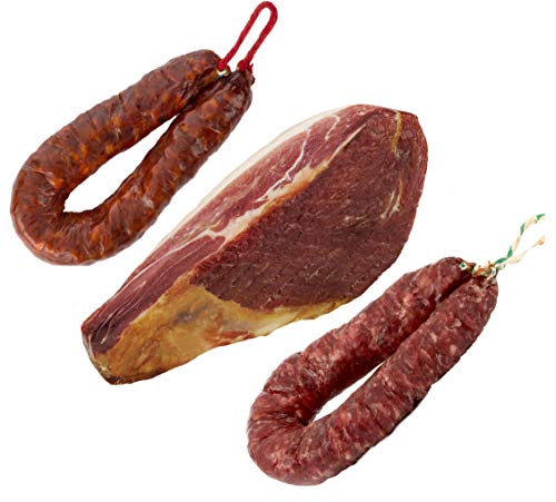 Jamón Serrano Curado Deshuesado 1 kg + Chorizo Extra Sarta Dulce 200 gr + Salchichón 200 gr - Jamonprive