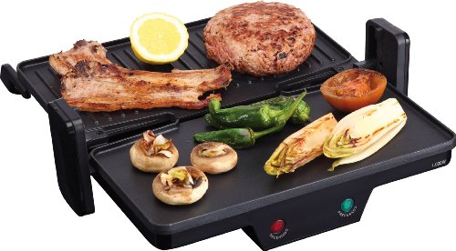 Jata GR266 Grill de Asar 3 en 1 con Placa Superior Baja Recta 180° Para un Mejor Cocinado Placas mixtas 27 x 14 cm Presión de Asado Uniforme Antiadherente