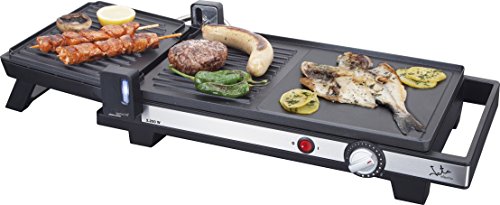 Jata GR269 Plancha de Asar y Grill Superficie Mixta 41 x 25 cm Apertura 180° Longitud Abierta de 670 mm Antiadherente Libre de PFOA con Bandeja Colectora de Salsas 2200 W