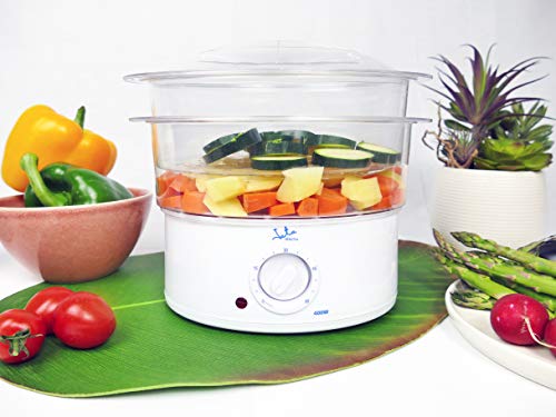 Jata Vapor Vaporera Cocina Sana con 2 Cestas, Capacidad de 3.5 l, Depósito 500 ml, Incluye Recipiente para Arroz o Salsas