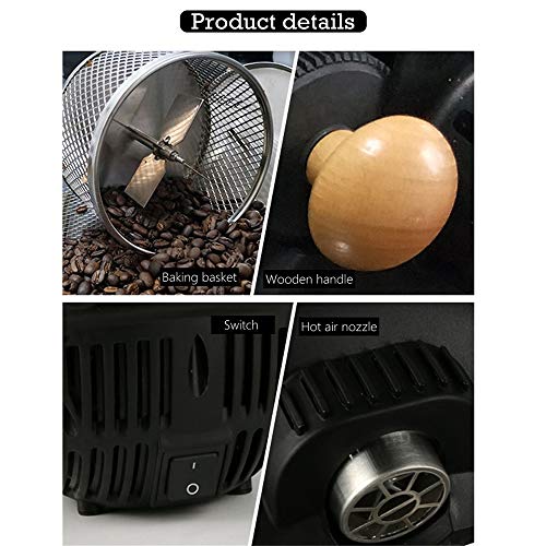 JDH Tostador eléctrico de Granos de café, máquina para Hornear café Ajustable para el hogar, Dispositivo de Frijoles fritos de Aire Caliente con función de enfriamiento, para cafetería, Tienda, hogar