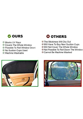 JELLYBABABABY Parasol de Coche, Ventana Lateral Trasera, Para Bebés, Niños y Mascotas, Doble Tejido para Máxima Protección contra Rayos UVA, Fácil instalación, Pack de 2 unidades