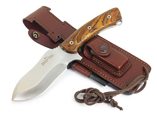 JEO-TEC Nº35 - Cuchillo de Bushcraft Campo Supervivencia Caza Monte Outdoor - Acero Inoxidble MOVA - HRC 56-58 - Fabricado en España