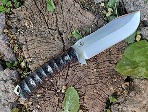 JEO-TEC Nº45 - Cuchillo de Supervivencia Bushcraft Caza Pesca Campo Monte Outdoor - Acero Inoxidble MOVA - HRC 56-58 - Micarta - Fabricado en España