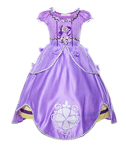 JerrisApparel Niña Disfraz de Princesa Sofía Tul Cumpleaños Partido Vestido (2 años, Morado)