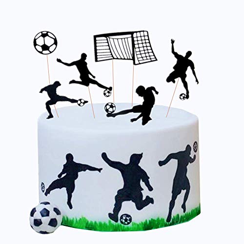 JeVenis - Juego de 24 adornos para cupcakes de fútbol, diseño de balón de fútbol, decoración para cupcakes