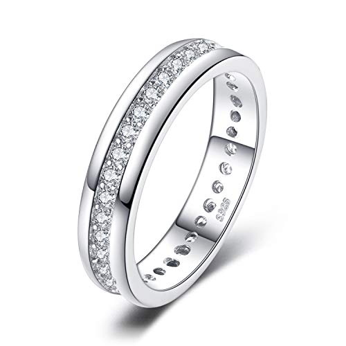 JewelryPalace Anillo Conjunto Aniversario y Boda Zirconia Cúbica Canal Banda Eternidad Plata de ley 925 Tamaño 17