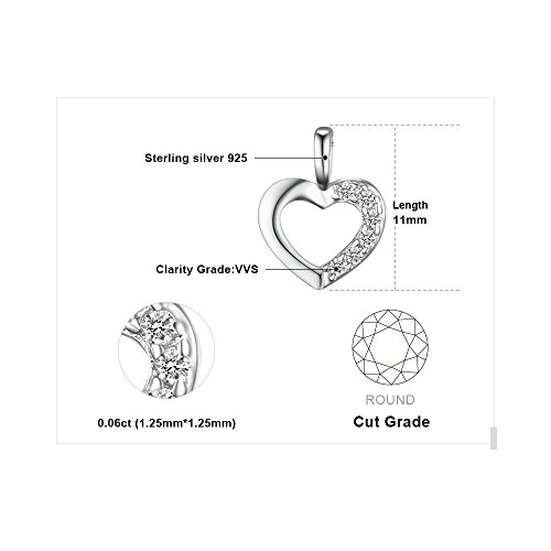 JewelryPalace Colgante Circonita en forma de Corazón Collar Plata de ley 925 cadena de caja 42cm