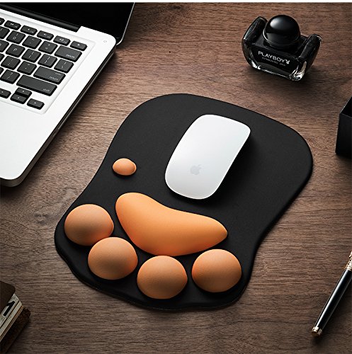 JIALONG Alfombrilla de Ratón, Cojín de Muñeca Reposamuñecas de Gel, Ergonomica ergonómico Mouse Pad - Negro