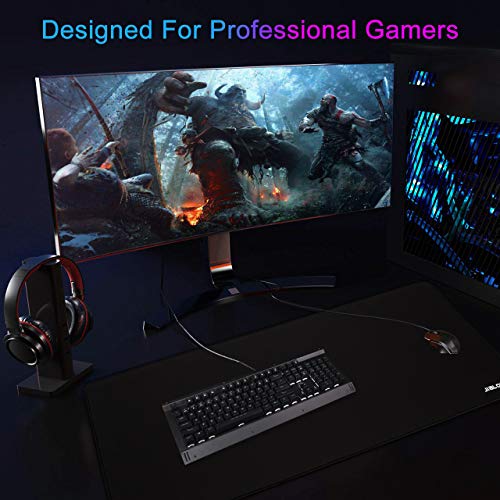 JIALONG Alfombrilla de Ratón Grande, Alfombrillas Gaming Raton Ordenador XXL Mouse Pad, Almohadilla de Escritorio - Negro