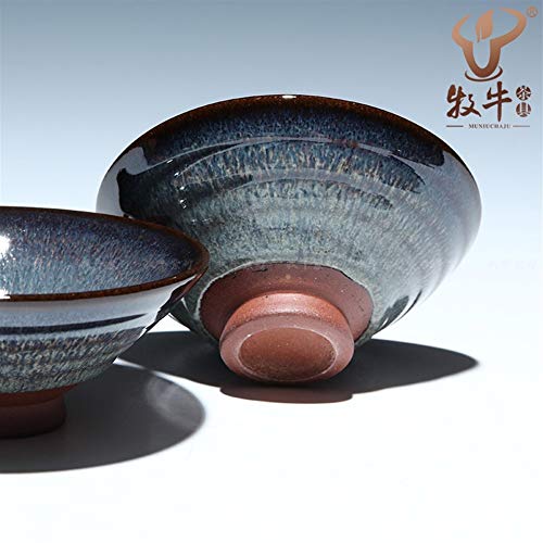 JIANGNANCHUN - Vasos japoneses de imitación de gres esmaltados de Tuhao con sombrero morado, 50 ml, taza de té, Barro morado., Purple mud