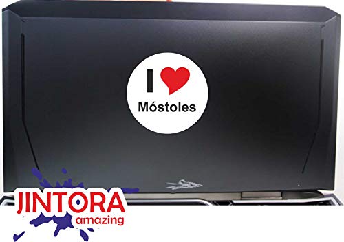 JINTORA - Adesivo/adesivo Auto I Love Heart - I Love Móstoles - JDM/Die Cut/OEM - Lunotto posteriore - Auto - portatile - esterno, Rotondo, misura: 80mm