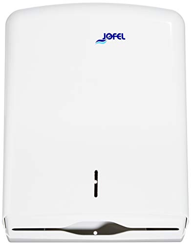 Jofel AH33000 - Dispensador de toallas formato zig-zag, admite 600 toallas, color blanco