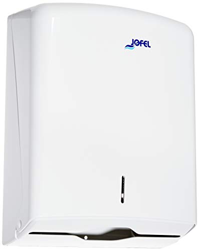 Jofel AH33000 - Dispensador de toallas formato zig-zag, admite 600 toallas, color blanco