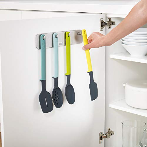 Joseph Joseph DoorStore Juego de 4 Utensilios de Cocina de Silicona Elevate con Soporte de Almacenamiento para colocarlo en el Interior de un Armario, Multicolore