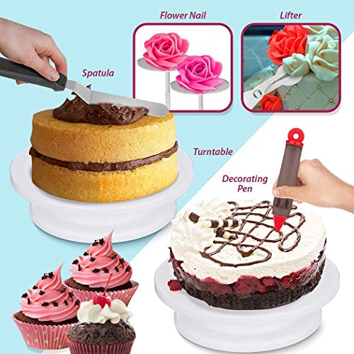 Joyeee 164 Piezas Decoración de Pasteles, Torta Giratoria con 48 Boquillas para Manga Pastelera, Herramienta de pastelería, Espátula, Pasteles para Hornear Juego de Decoración para Cupcakes