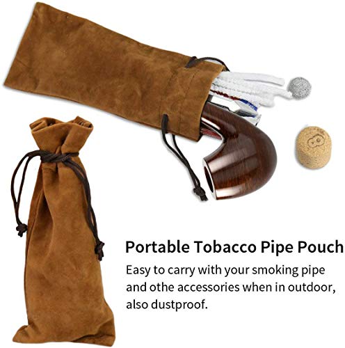 Joyoldelf Pipa de Fumar de Madera del Tabaco, Pipas de Tabaco de Pera con Limpiadores de Pipa, Filtros de Pipa de 9 mm, Espátula de Pipa 3 en 1, Con Bolsillo de Pipa y Caja de Regalo