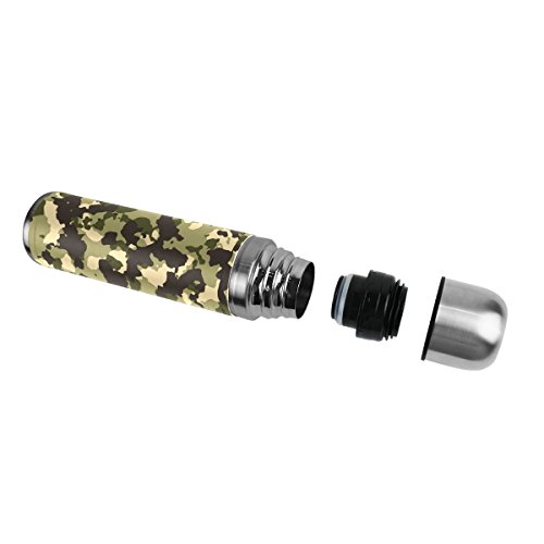 Jstel Camouflage 31 en acier inoxydable Gourde thermos anti-fuites double Bouteille Vide pour café chaud ou froid à thé + Boisson Tasse Top 500 ml