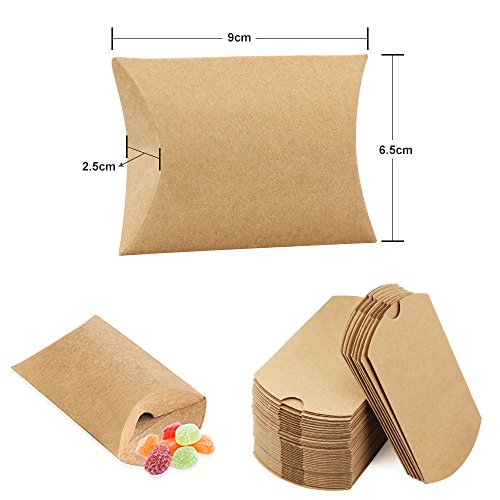 JTDEAL 50 Cajas para Regalo y 50 Cuerda de Yute(64cm), Bolsas de Regalo, Cajas de Papel Kraft Vintage, para Boda Favor Fiesta, para Regalos Pequeñitos de Boda/Cumpleaños/Fiesta - Marrón