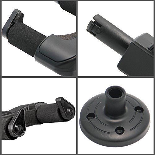 JTDEAL Colgador de Pared para Guitarra, Automático Cierre Ganchos de la Pared Soporte para Guitarras Acústicas, Eléctricas, Bajos, Banjo, Mandolin Etc, Negro (2piezas)