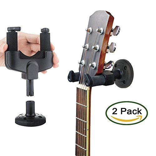 JTDEAL Colgador de Pared para Guitarra, Automático Cierre Ganchos de la Pared Soporte para Guitarras Acústicas, Eléctricas, Bajos, Banjo, Mandolin Etc, Negro (2piezas)