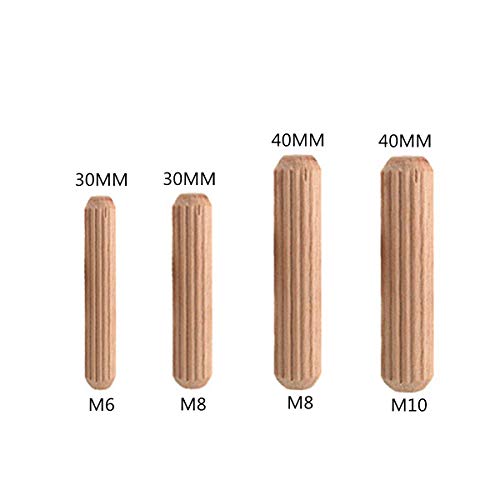 Juego de 120 clavijas de madera surtidos M6 M8 M10 de madera redonda para muebles de madera, carpintería acanalada, para muebles de cama, cajones y manualidades