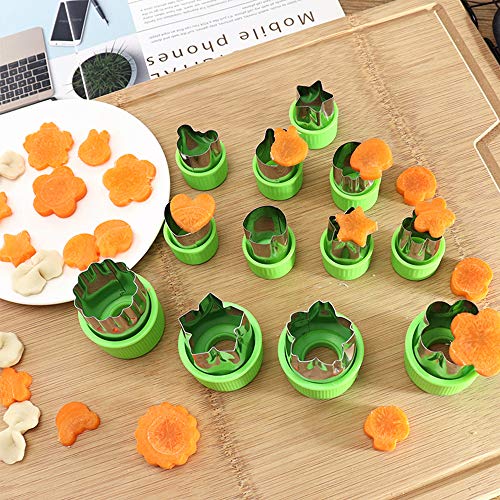 Juego de 14 moldes para galletas de frutas y verduras, de acero inoxidable, para alimentos y galletas, para hornear, caja de bento y herramientas de decoración