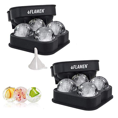 Juego de 2 Cubiteras Para Hielo silicona La Bandeja Moldes Hielo con Tapa sin BPA Silicona Flexible de Grado Cubo de Bolas de Hielo Para Whisky y Cócteles