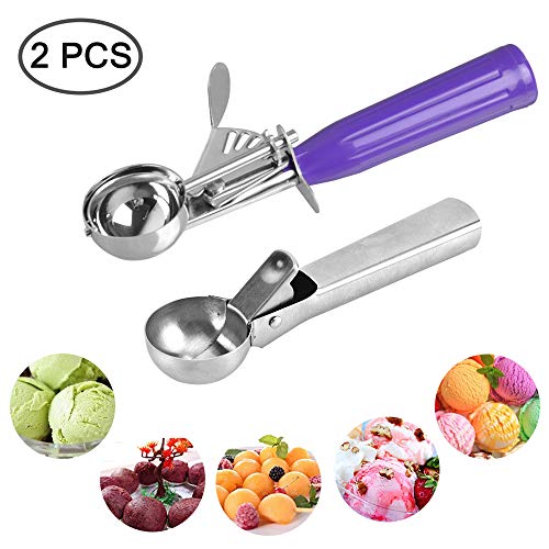 Juego de 2 cucharas de helado SENHAI para galletas de acero inoxidable con forma de cuchara, ideal para galletas, helados, cupcakes, magdalenas, albóndigas