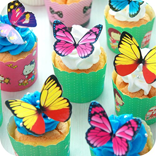 Juego de 40 adornos para tartas de mariposa GUGUJI con mousse de chocolate para decoración (4 patrones x 10)