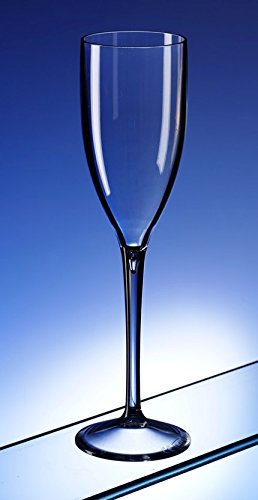 Juego de 6 copas de champán de plástico de policarbonato irrompible. Ideal para uso general o tostado en bodas y chistenings.