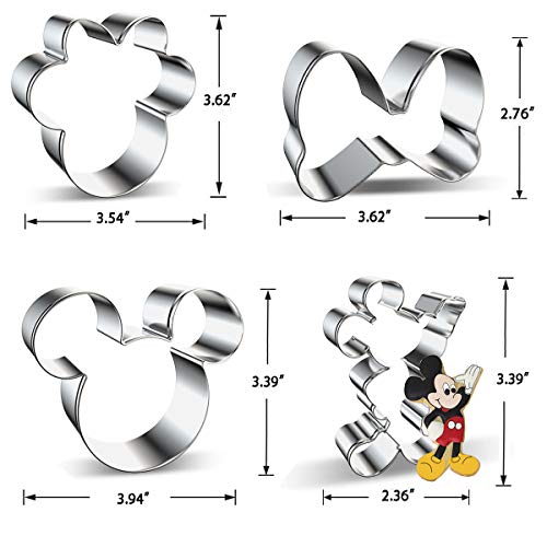 Juego de 8 moldes para galletas de Mickey y Minnie Mouse, para niños, cabeza de Mickey Mouse, Minnie Mouse, Minnie Mouse, cuerpo de Mickey Mouse, palma y zapatos, moldes para hornear fondant