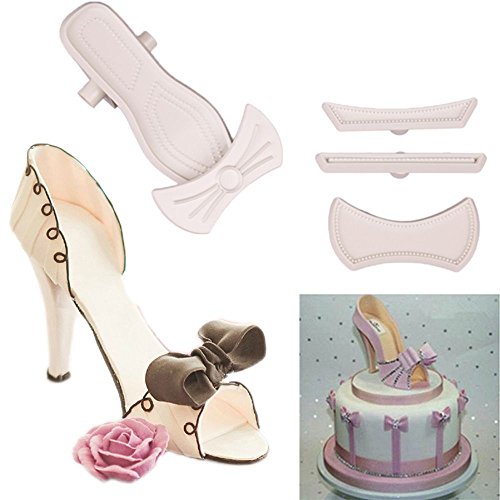 Juego de 9 moldes para fondant y pasteles, diseño de zapatos de tacón alto.