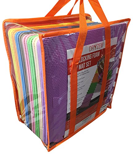 Juego de alfombras de goma EVA suave con bolsa de transporte, de Dryzem. Alfombras encastrables para juego de niños.