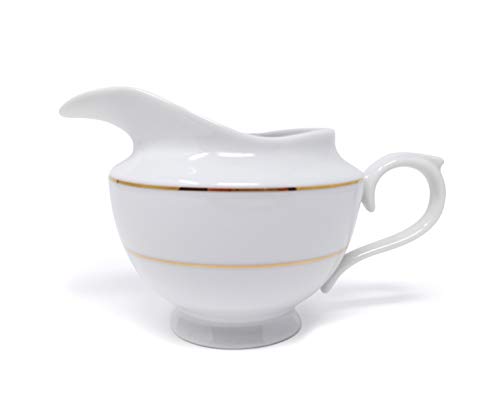 JUEGO DE CAFÉ 27 PIEZAS Modelo"BREMEN" Porcelana Blanca decorada con dos filos dorados