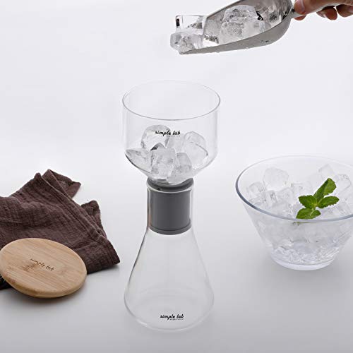 Juego de cafetera de hielo Mico-ice para café molido. Aprox. 28 cm de alto, 11 cm de ancho (vientre) con tapa de madera, color: transparente. Un regalo moderno para Frahlingliebhaber