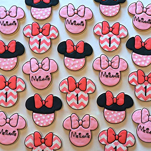 Juego de cortadores de galletas de Mickey y Minnie Mouse de tamaño pequeño, 6 piezas, Mickey y Minnie Mouse Head, Mickey Palm, zapatos y Minnie Bow, moldes de fondant para niños