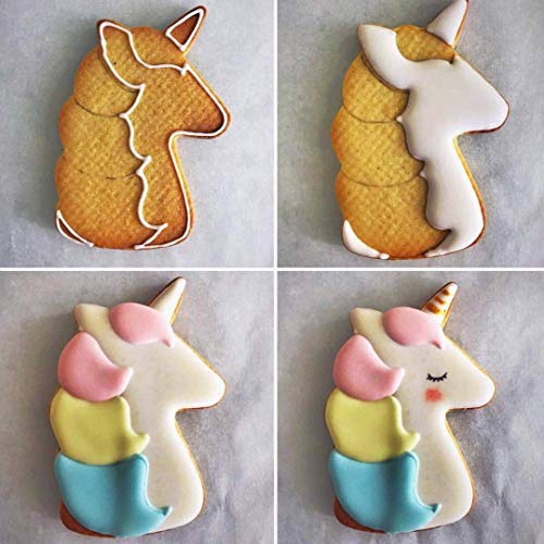 Juego de cortadores de galletas Unicornio de 5 piezas, moldes de galletas Unicornio, cortadores de sándwich con forma de unicornio para la fiesta de cumpleaños infantil o fiesta temática Unicorn