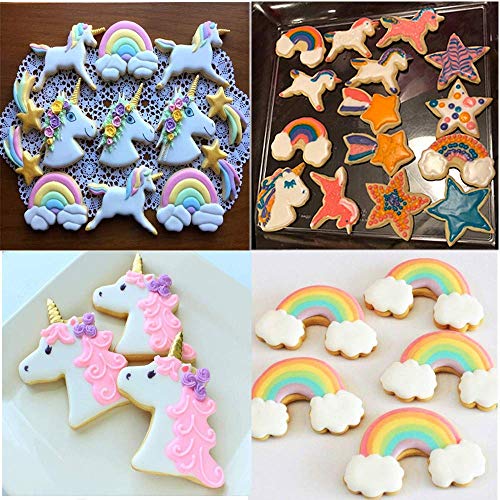 Juego de cortadores de galletas Unicornio de 5 piezas, moldes de galletas Unicornio, cortadores de sándwich con forma de unicornio para la fiesta de cumpleaños infantil o fiesta temática Unicorn