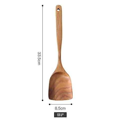 Juego de cubiertos antiadherentes Vajilla de madera Tenedor Cuchara Cuchillo Juego de utensilios de cocina Con mango largo Espátula Pala plana 1 PC