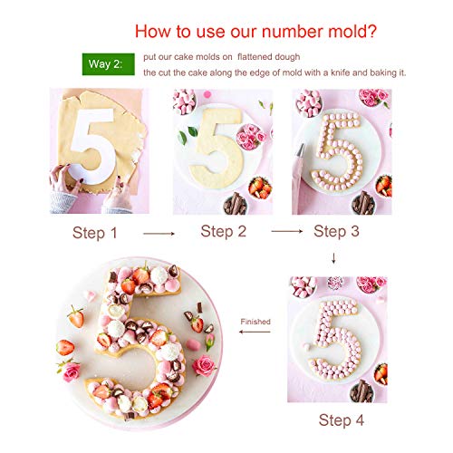 Juego de moldes para tartas de gran número, de 0 a 9 números, para decoración de tartas de frutas y bodas, cumpleaños, 24 cm