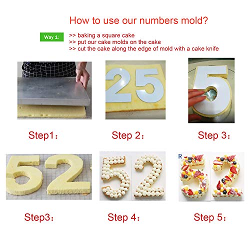 Juego de moldes para tartas de gran número, de 0 a 9 números, para decoración de tartas de frutas y bodas, cumpleaños, 24 cm