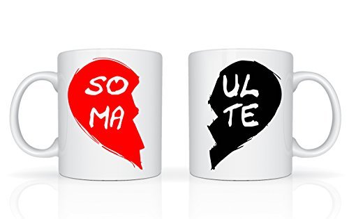 Juego de tazas para parejas de almas y compañeros de anime | Boyfriend Girlfriend Soul Mates Love Taza de cerámica blanca de 325 ml | Gran regalo para novio, novia, amantes, marido y esposa