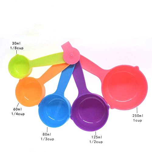 Juegos de 10 Cucharas Medidoras Plástico Cucharas y Tazas Medidoras Multicolor Medidoras de Cocina Medidoras Reposteria Apto para lavavajillas